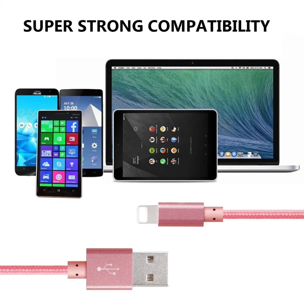 2.4A Wholesale Nylon Braided USB Data Sync Charger Mobile Accessories