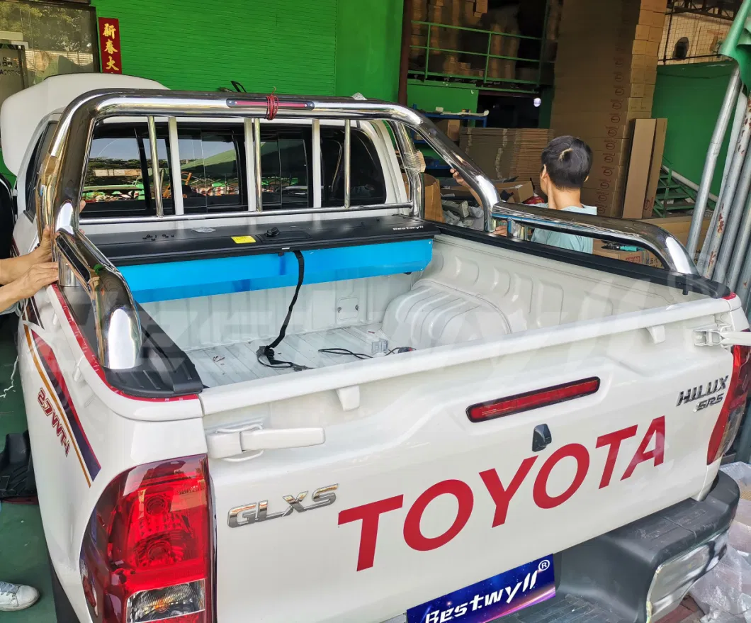 BESTWYLL Pickup Truck Bed Manual Box Retractable Tonneau Cover for 2015+ Toyota Hilux /Revo (Sr5 J Deck With Front Fence) K46A