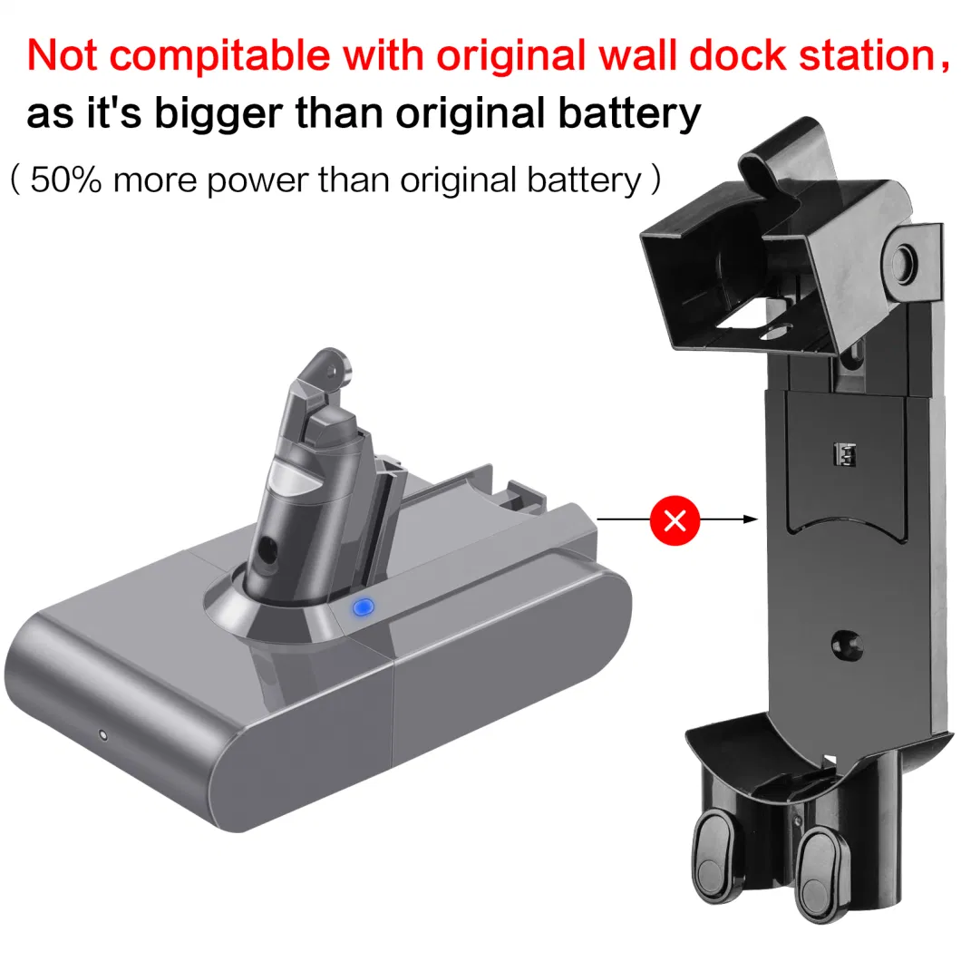 21.6V 4500mAh Battery for Dyson V6 Li-ion Battery 595 650 770 880 DC58 DC59 DC61 DC62 Animal DC72 Series Handheld Replacement Battery W/Wall Mount Dock Station